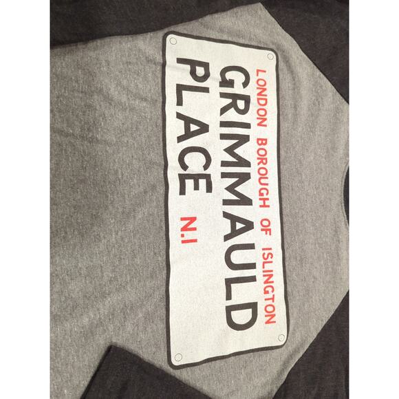 Harry Potter Gray Black Raglan Tee Small Fused Grimoled The Place - Picture 2 of 5